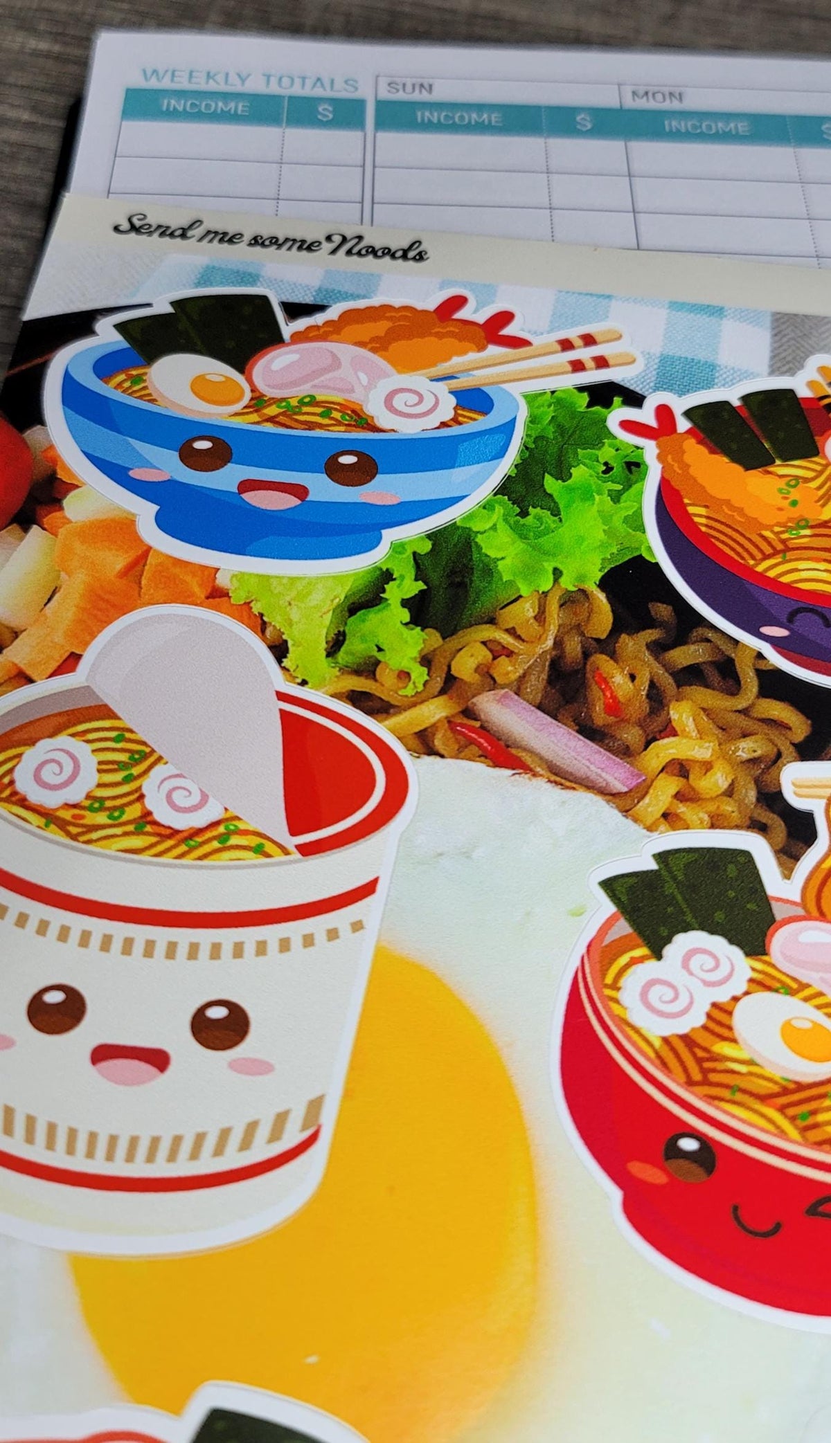 Kawaii Ramen Sticker Sheet, Foodie Planner Stickers