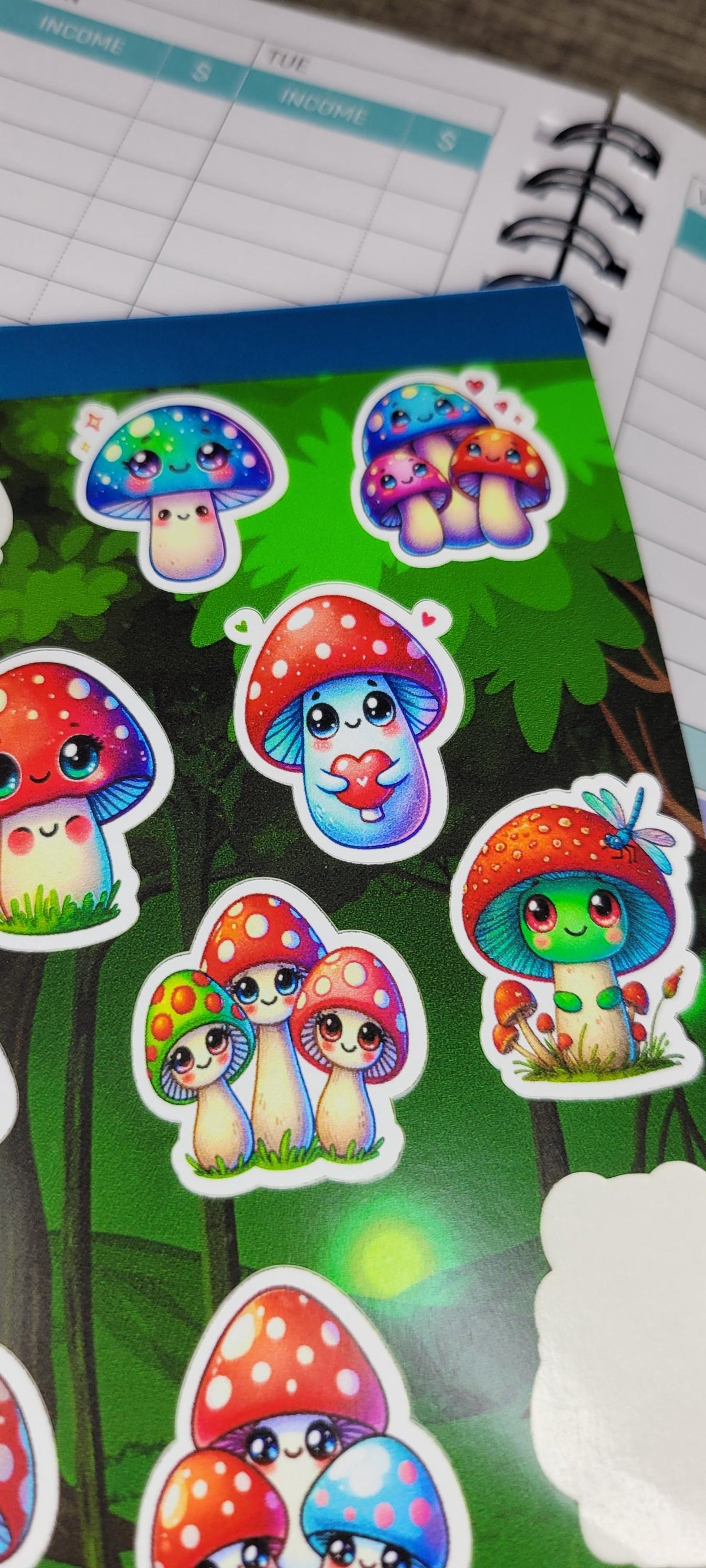 Kawaii Mushroom Sticker Sheet: Waterproof Vinyl Stickers