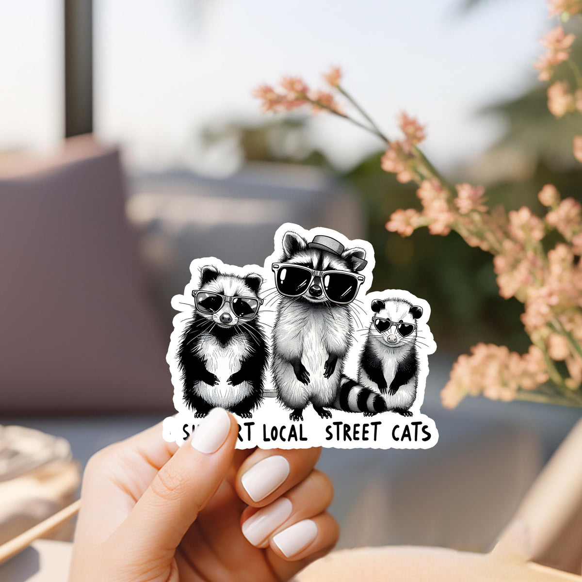 Street Cats Art Sticker: Vintage Style Waterproof Decal