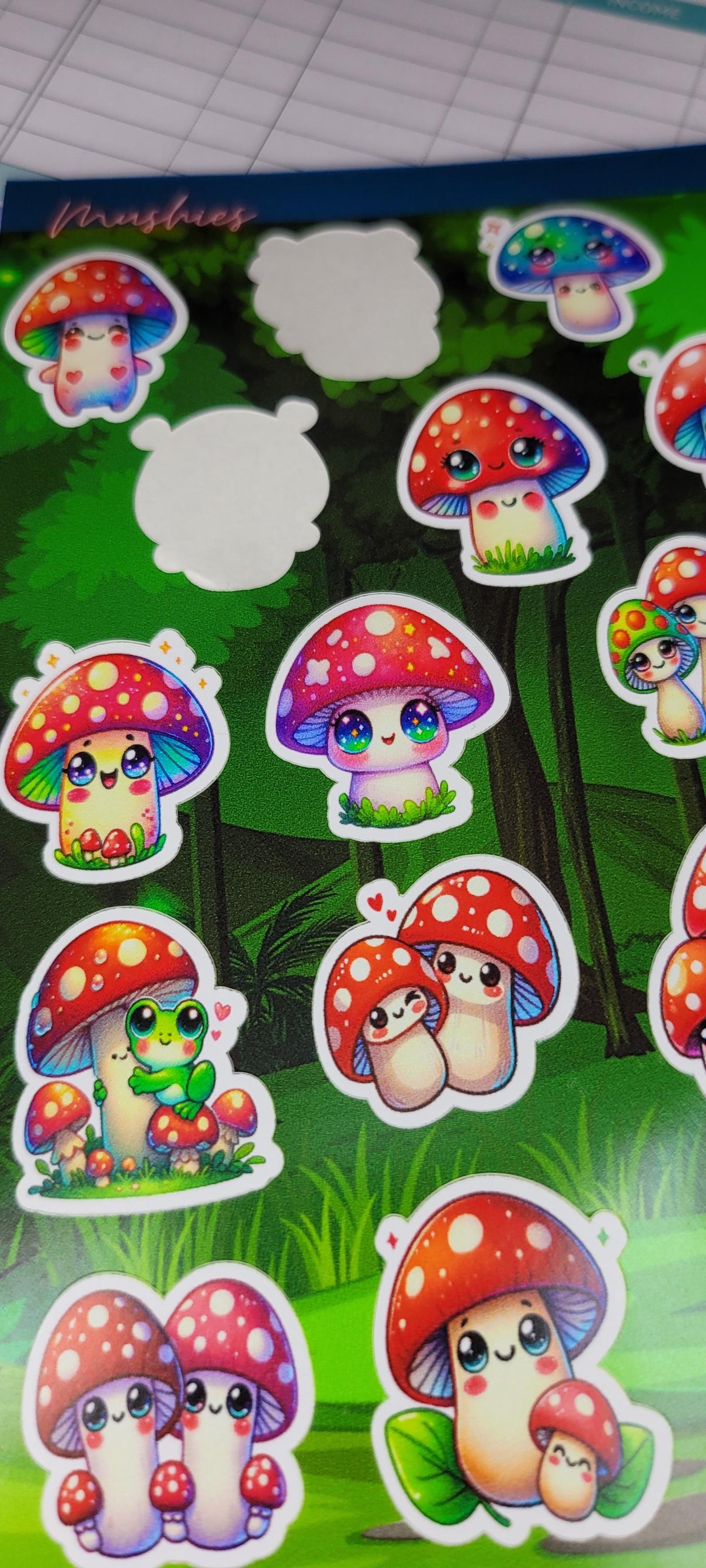 Kawaii Mushroom Sticker Sheet: Waterproof Vinyl Stickers