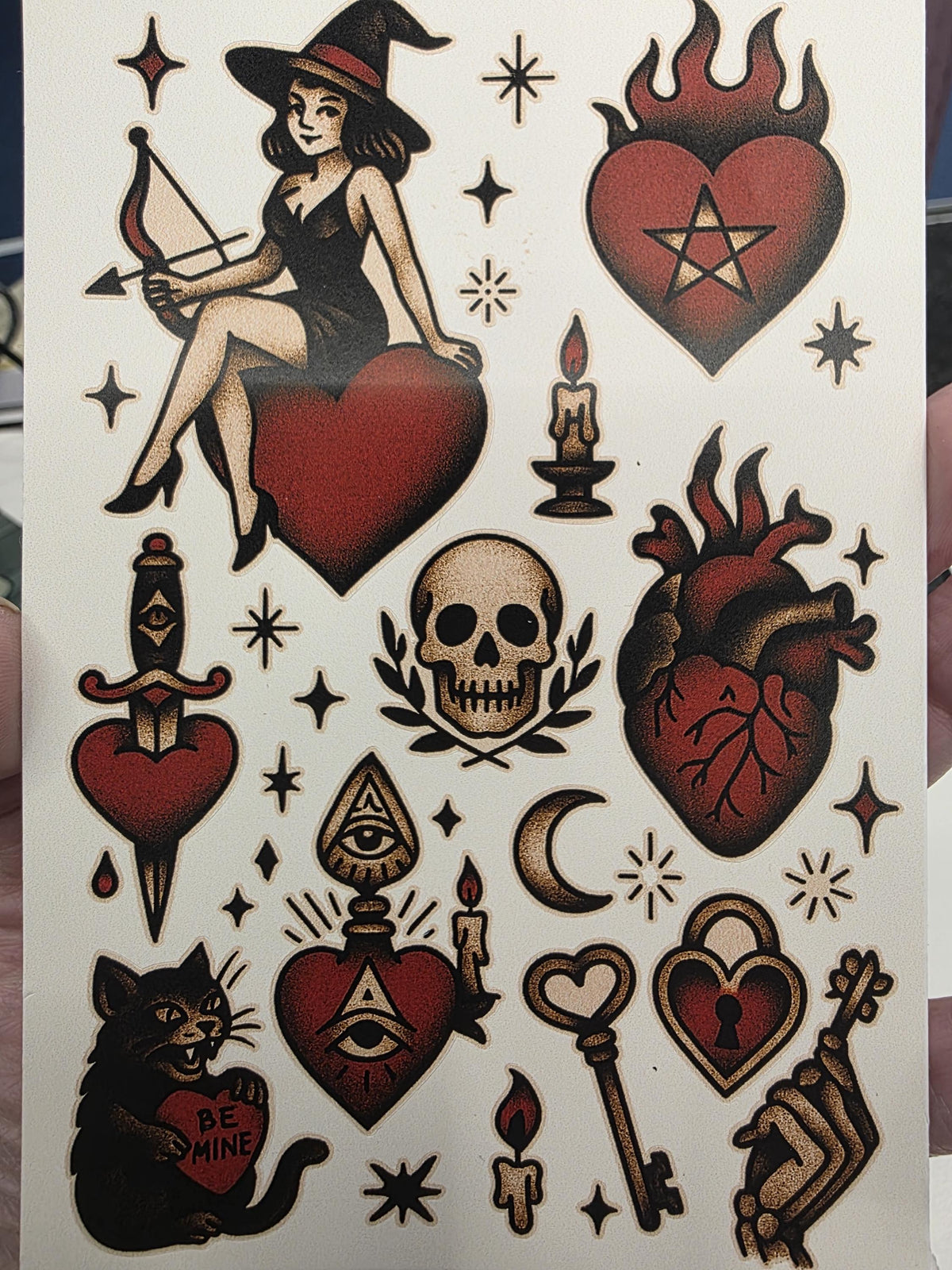 Occult Valentine Sticker Sheet | Witchy Hearts, Skulls & Gothic Love