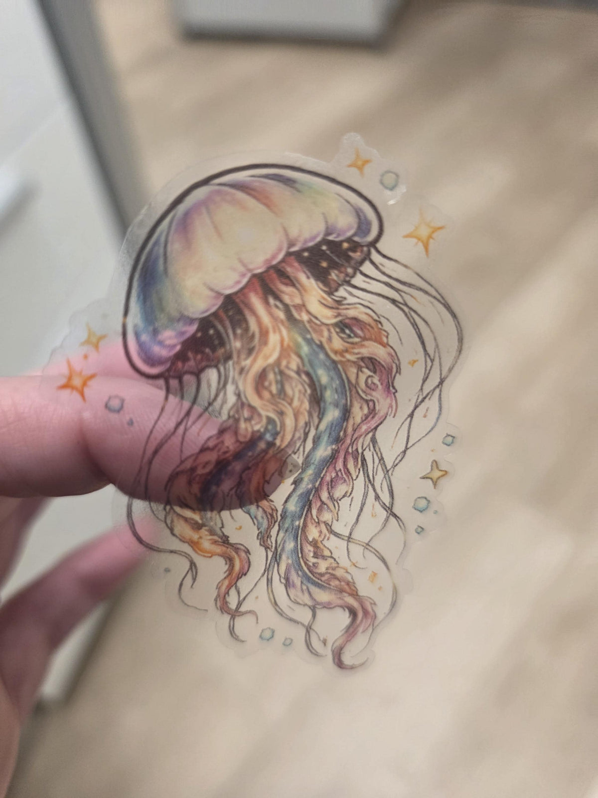 Jellyfish Clear Vinyl Sticker | Colorful Ocean Sea Creature Decal