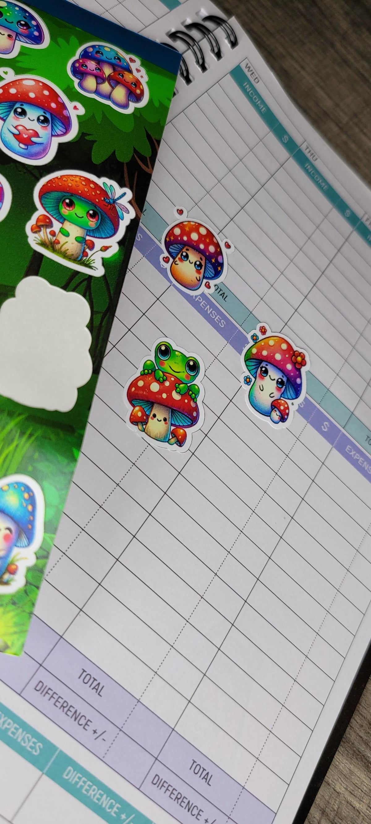 Kawaii Mushroom Sticker Sheet: Waterproof Vinyl Stickers
