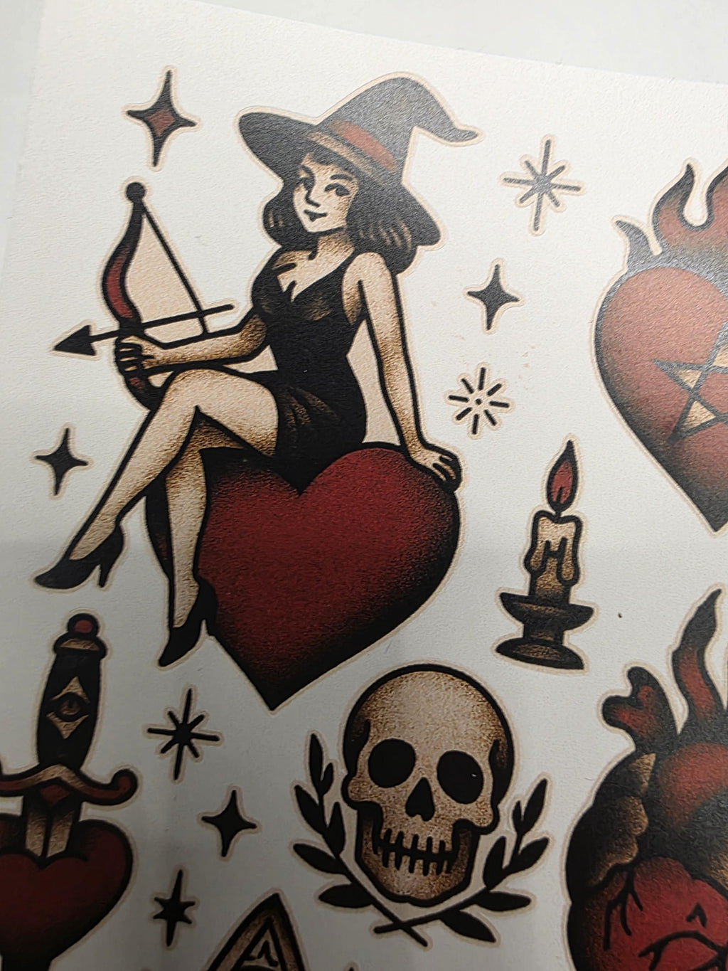 Occult Valentine Sticker Sheet | Witchy Hearts, Skulls & Gothic Love