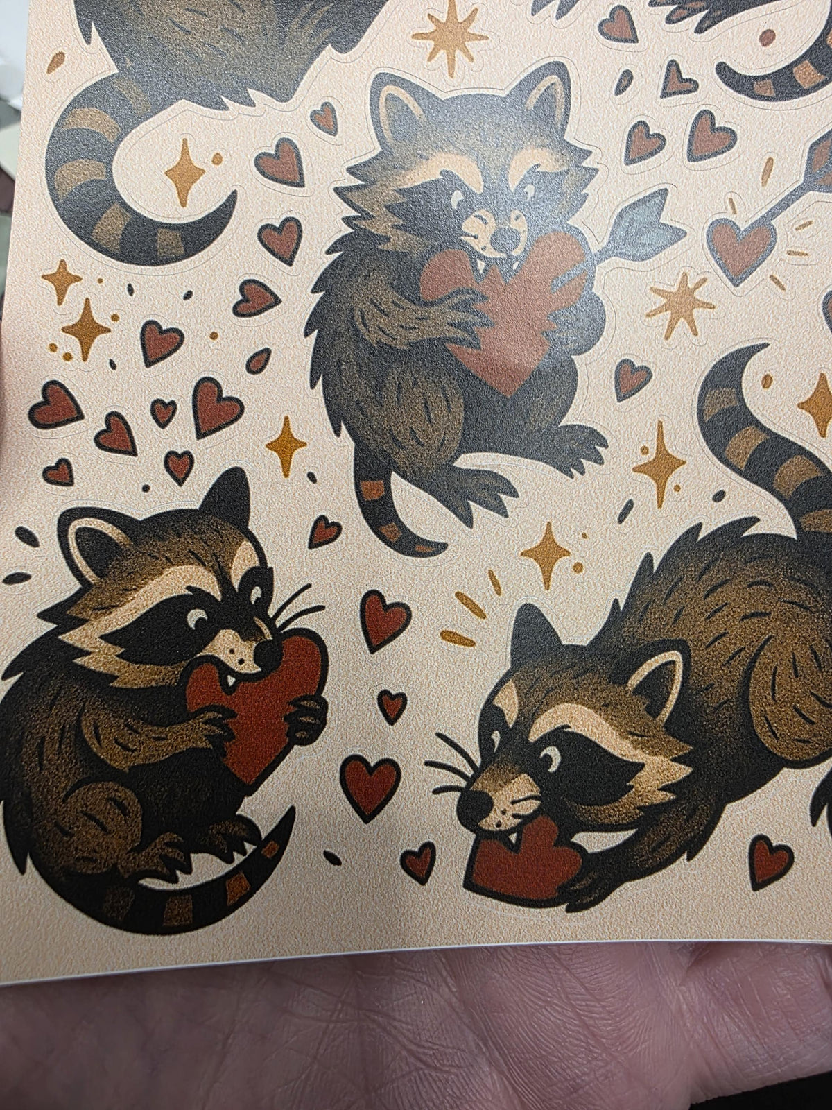 Raccoon Sticker Sheet | Heart Themed Woodland Animal Stickers