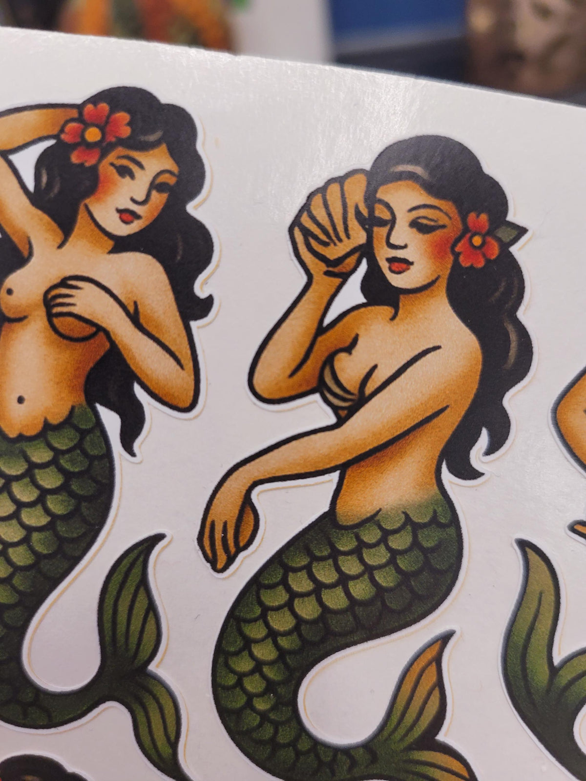 Mermaid Tattoo Flash Style Sticker sheet