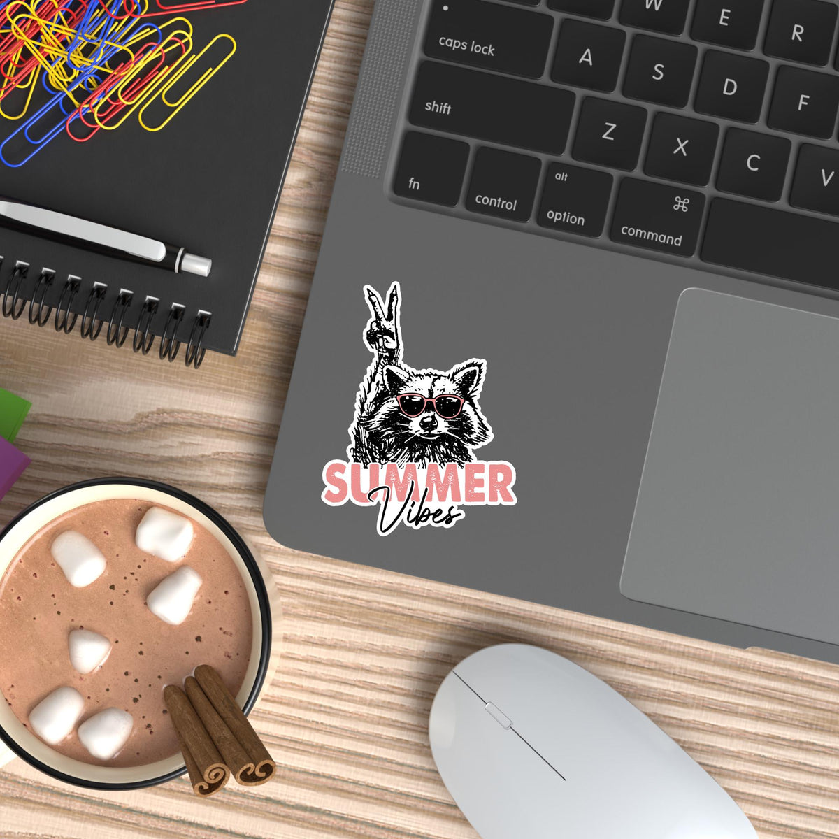 Summer Vibes Raccoon Sticker: Waterproof Vinyl Decal