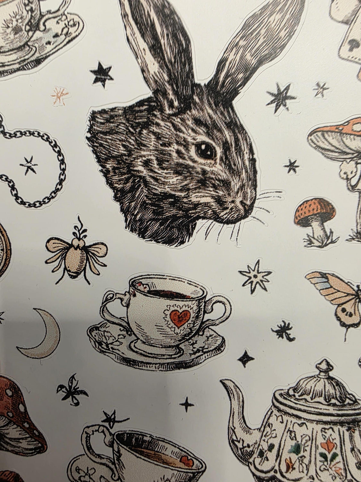 Rabbit Tea Party Sticker Sheet | Vintage Fairytale Illustration | Cozy Cottagecore Art
