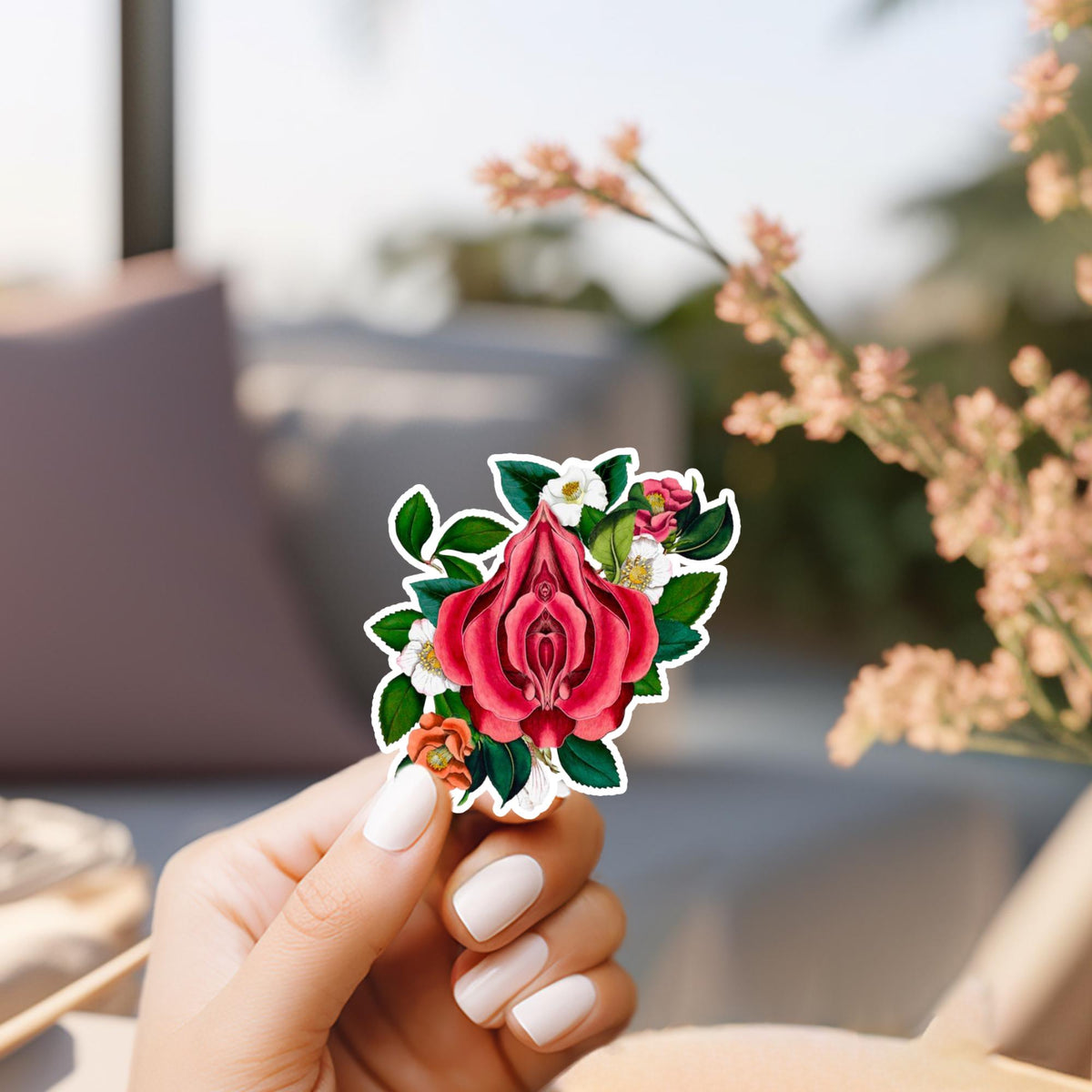 Flower Waterproof Sarcastic Sticker: Adult Humor Vinyl Decal