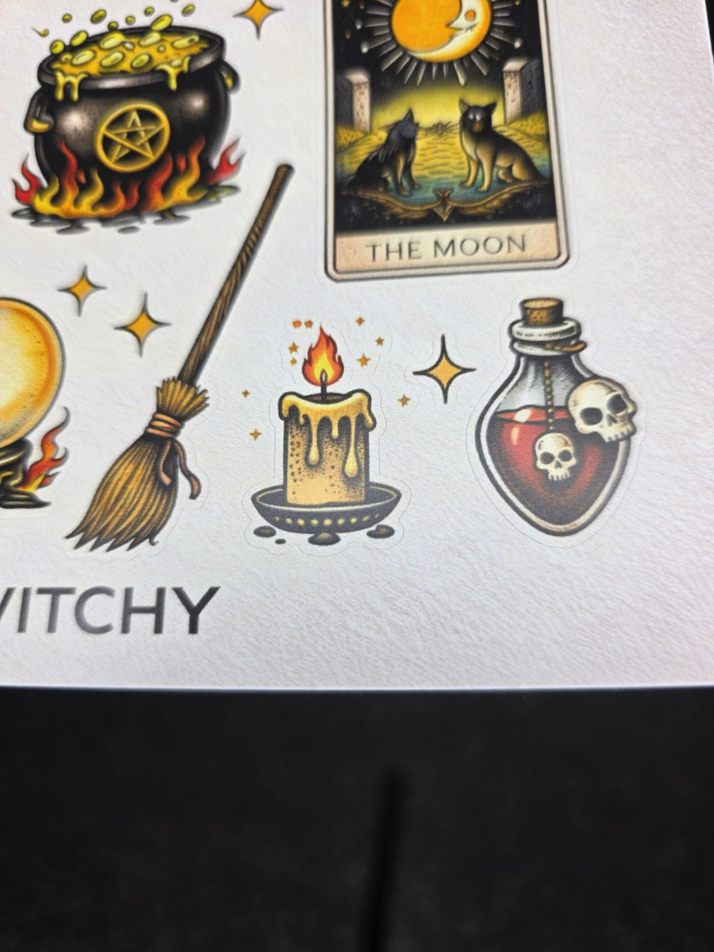 Witchy Tattoo Flash Sticker Sheet | Pagan & Moon Art