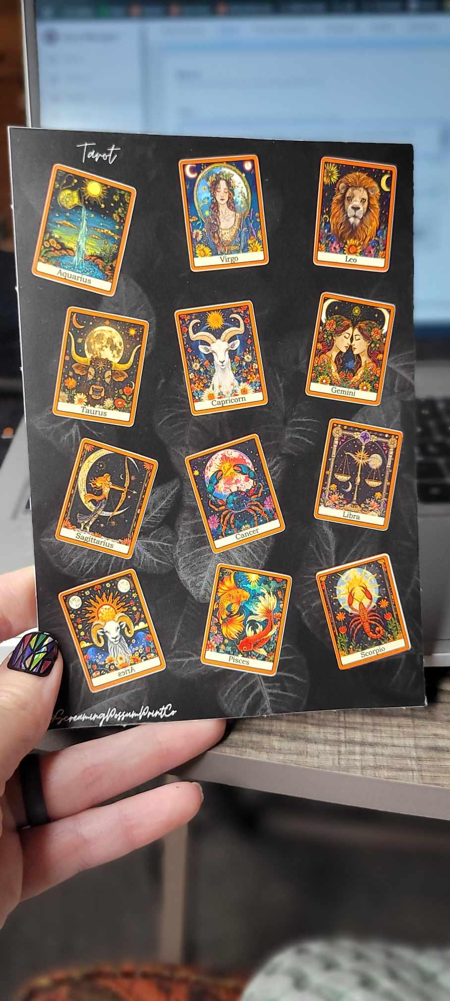 Mystical Tarot Sticker Sheet: Zodiac Vinyl Decals