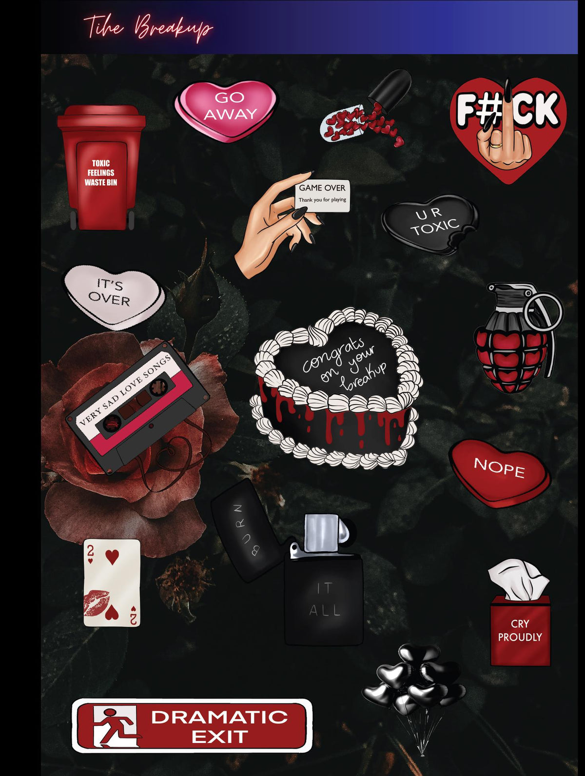 Breakup Sticker Sheet | Journaling Decals (4.5x6.5 Inch)