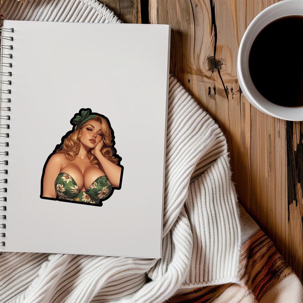 Redhead Pin-Up Girl Vinyl Sticker: Retro Glam Waterproof Decal