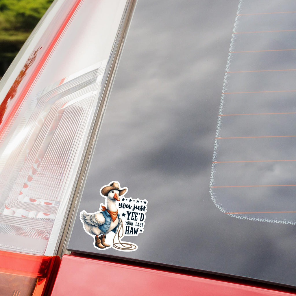 Western Goose Vinyl Sticker: Funny Cowboy Decal