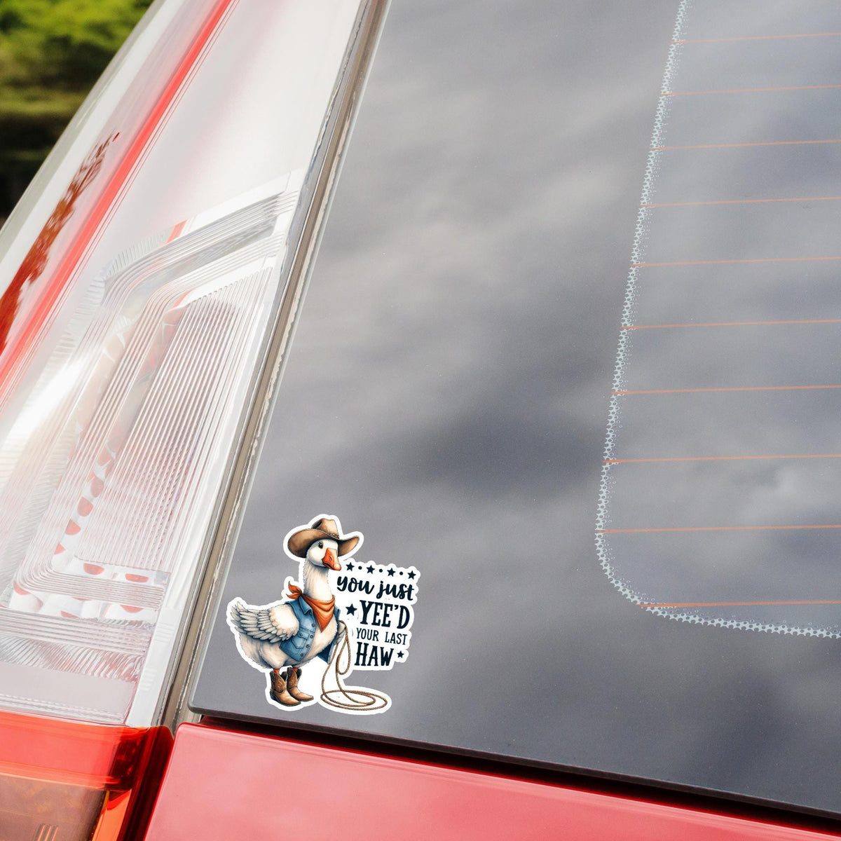 Western Goose Vinyl Sticker: Funny Cowboy Decal