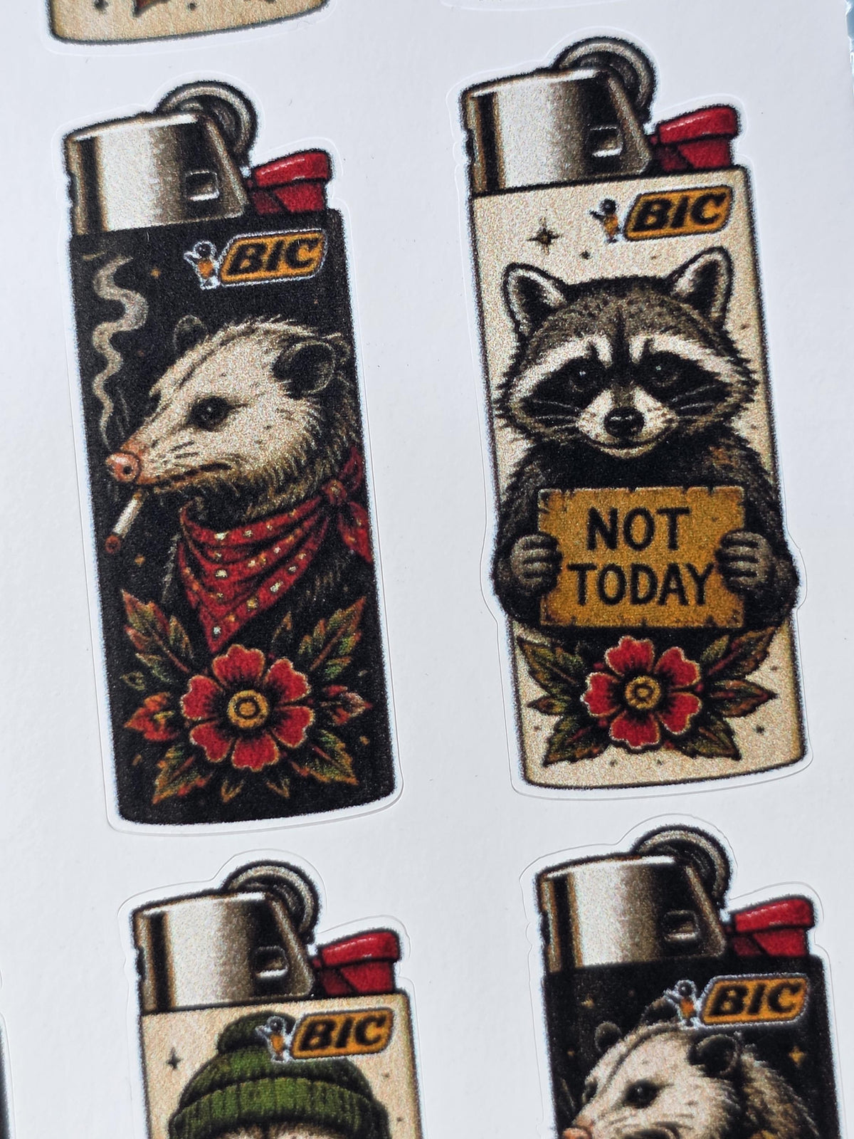 Raccoon and Possum Chaos Flash Sticker Sheet