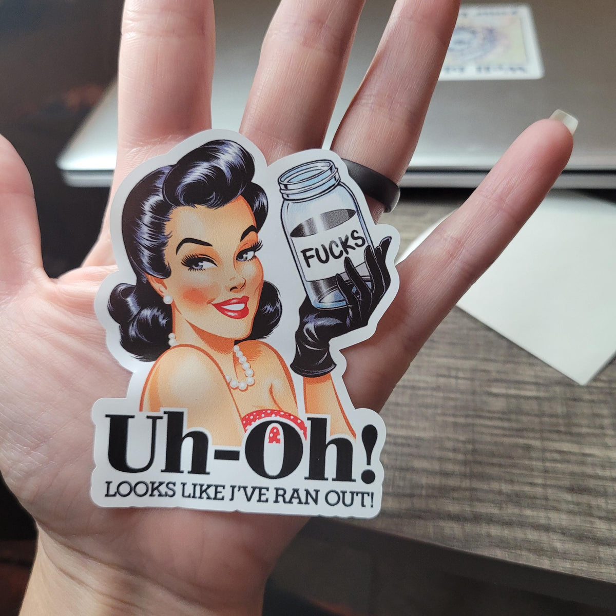 Retro Pin-Up Vinyl Sticker: Sarcastic Humor, Waterproof Decal