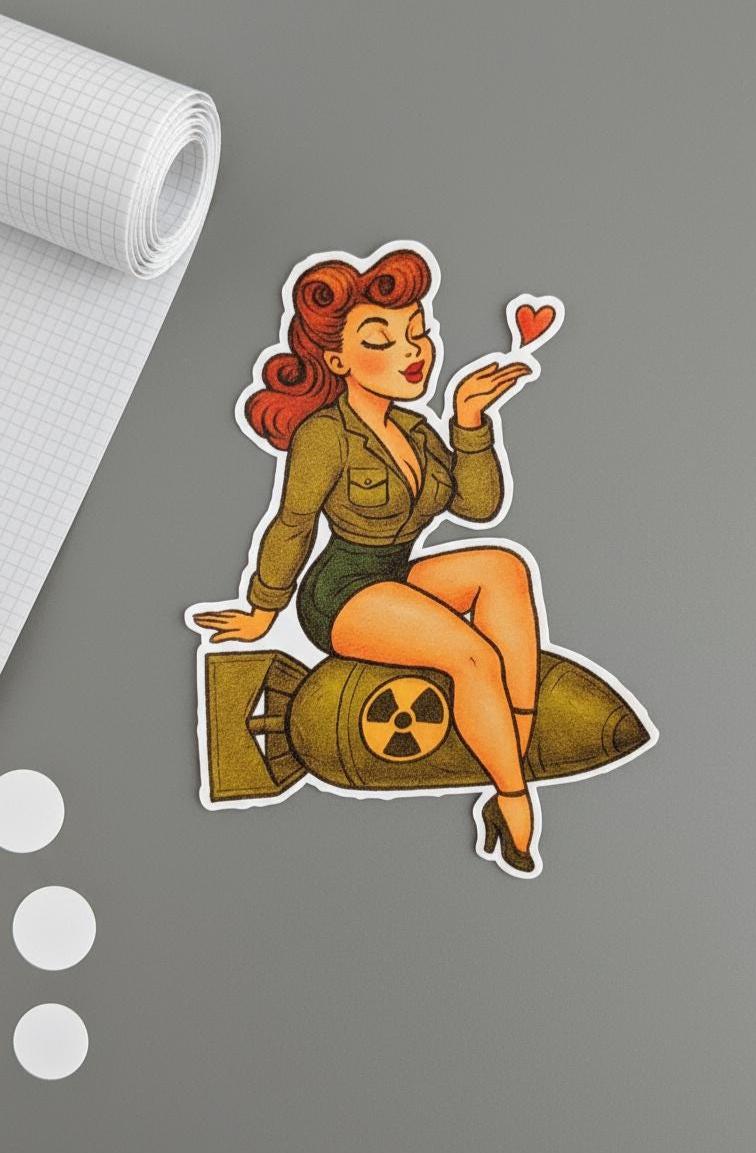 Atomic Bombshell Pin-Up Sticker