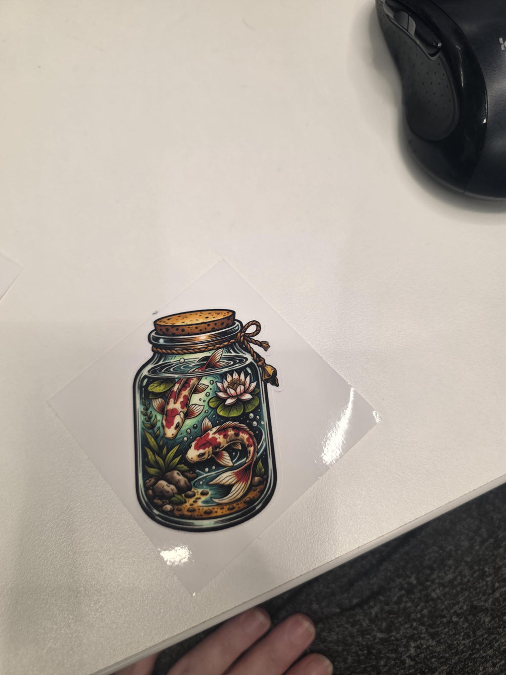 Clear Vinyl Koi Pond Jar Sticker | Japanese Koi Fish Aquarium Art