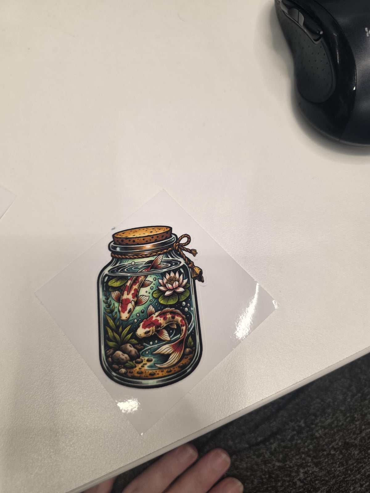 Clear Vinyl Koi Pond Jar Sticker | Japanese Koi Fish Aquarium Art
