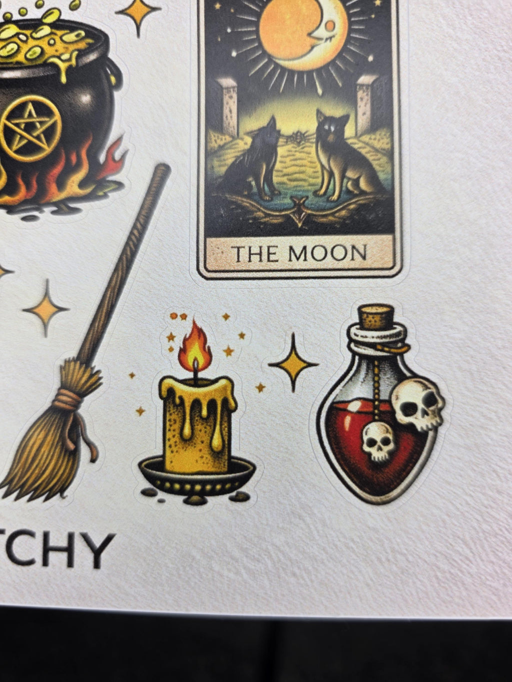 Witchy Tattoo Flash Sticker Sheet | Pagan & Moon Art