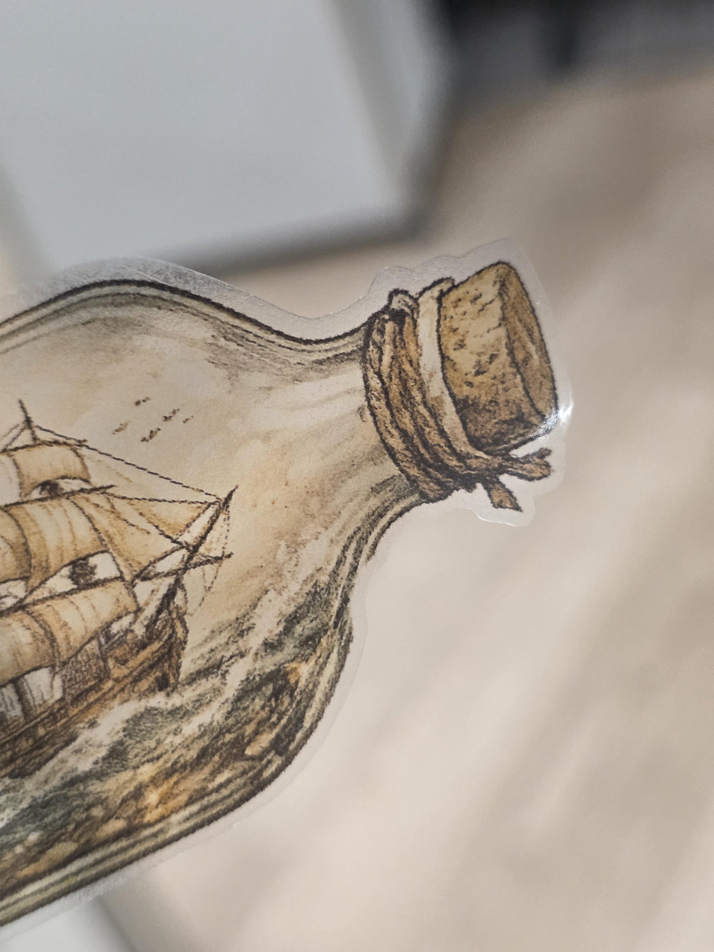 Clear Vinyl Ship in Bottle Sticker | Vintage Nautical Sailing Art (Digital Download)