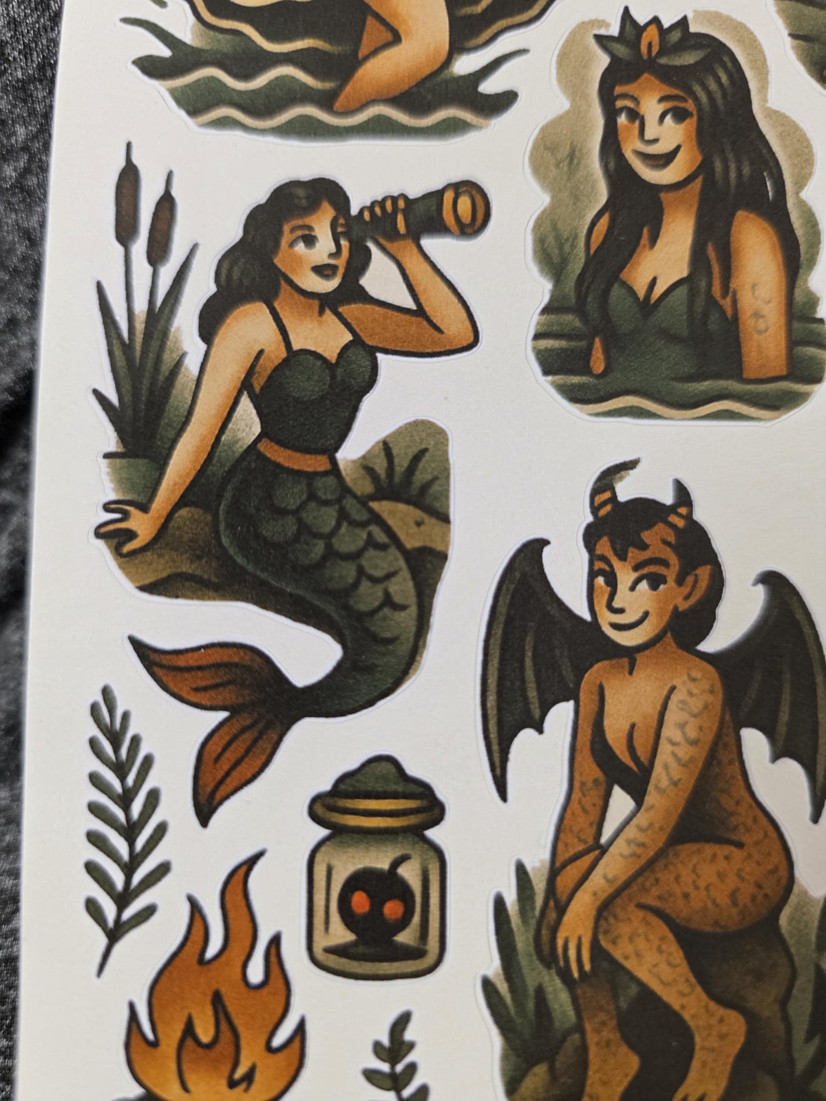 Cryptid Folklore Sticker Sheet | Traditional Vintage Illustration | Cottagecore Stickers