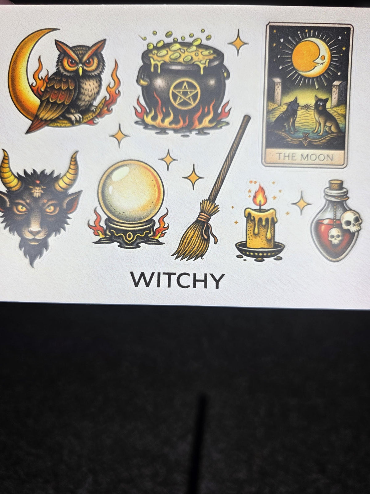Witchy Tattoo Flash Sticker Sheet | Pagan & Moon Art