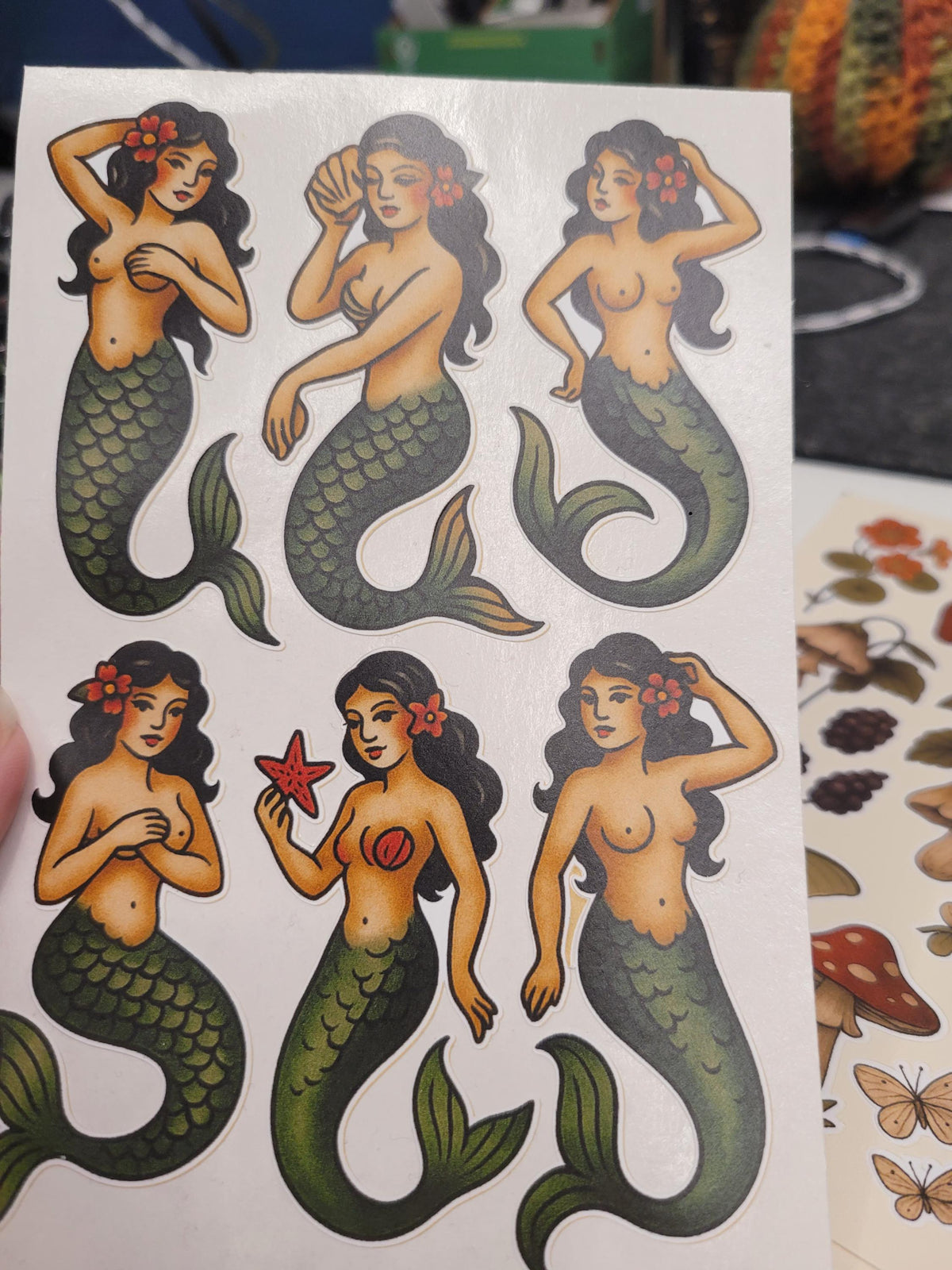Mermaid Tattoo Flash Style Sticker sheet