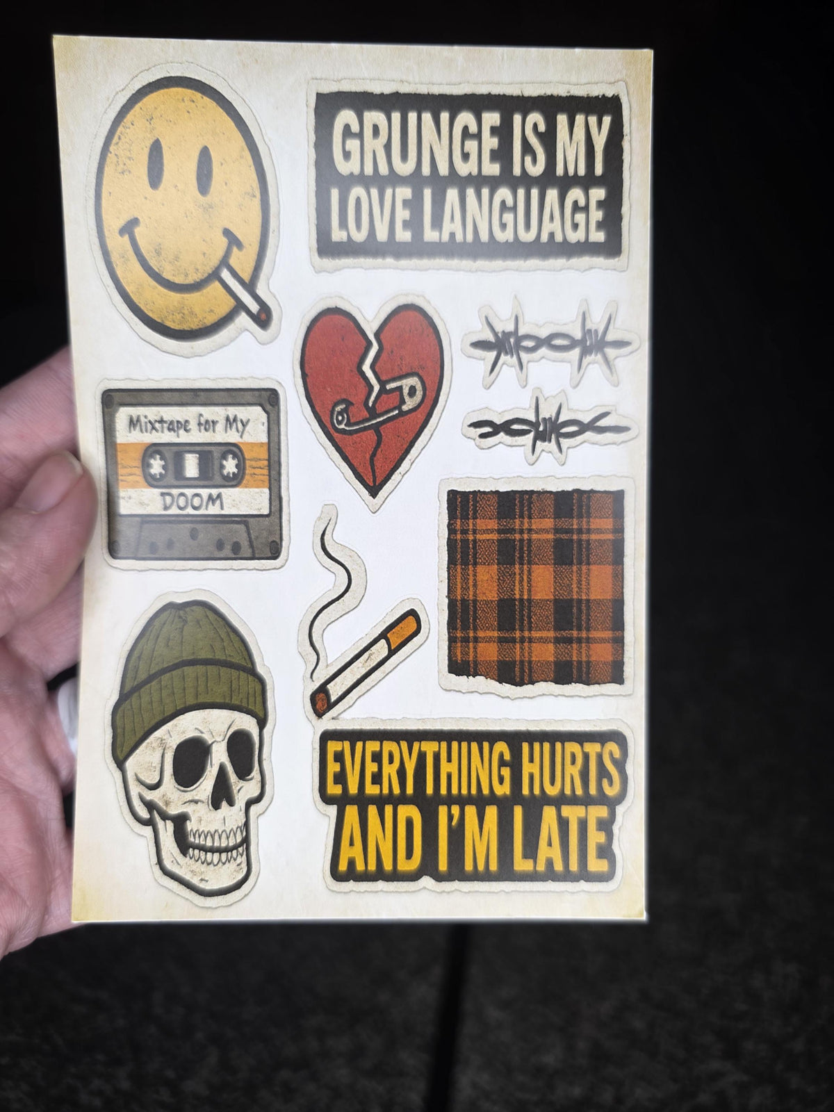 90s Grunge Sticker Sheet | Sadcore, Laptop Decals