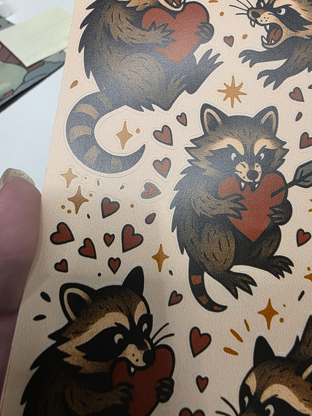 Raccoon Sticker Sheet | Heart Themed Woodland Animal Stickers
