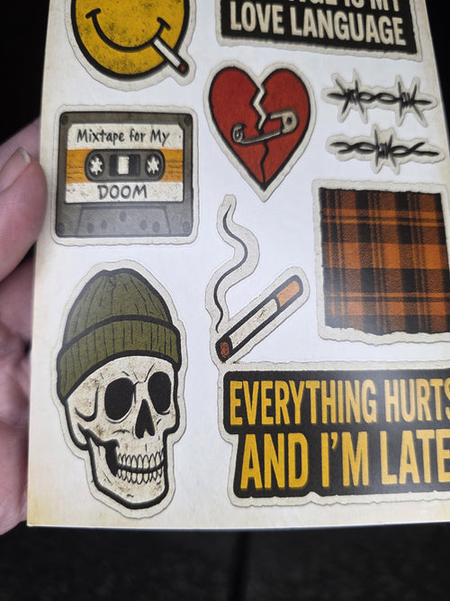 90s Grunge Sticker Sheet | Sadcore, Laptop Decals