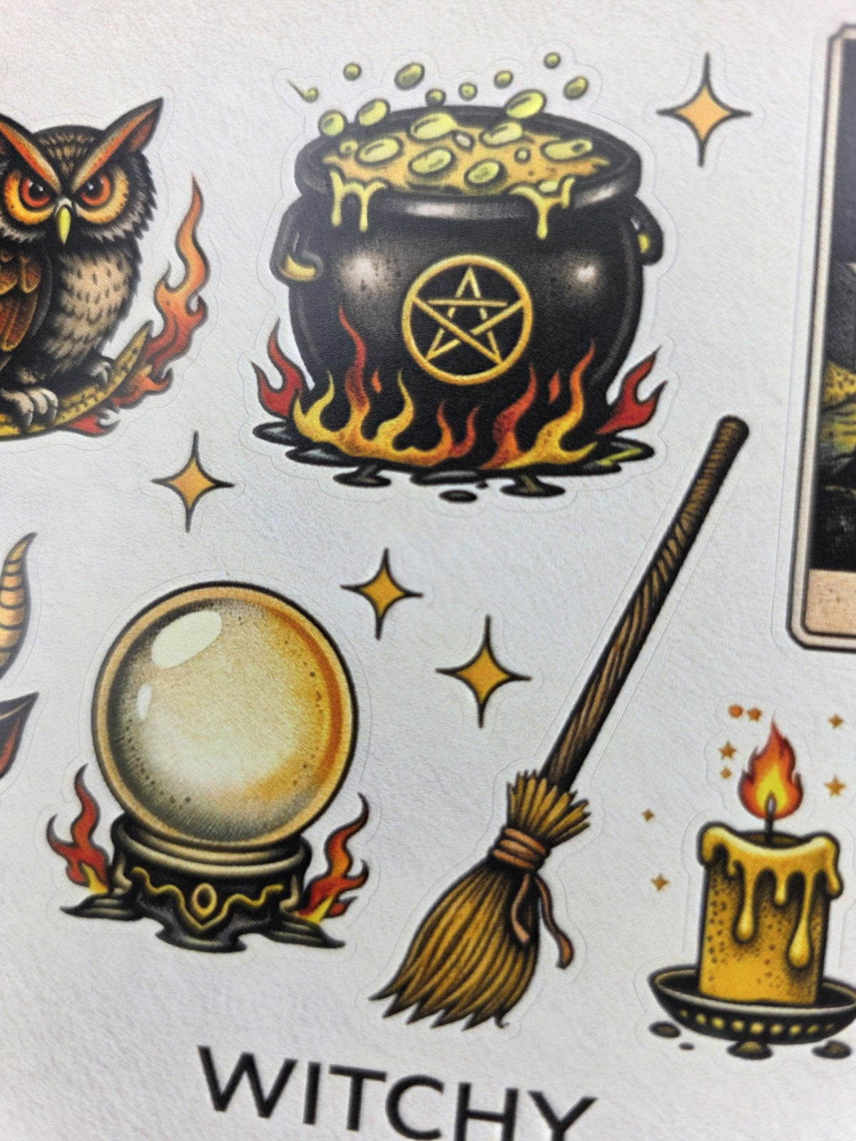 Witchy Tattoo Flash Sticker Sheet | Pagan & Moon Art