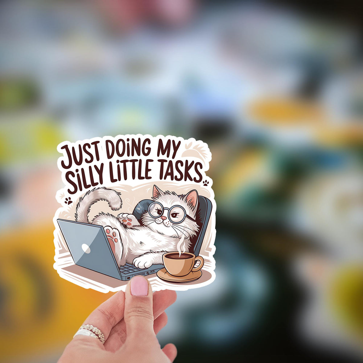 Funny Cat Laptop Sticker | Sarcastic Waterproof Vinyl Decal
