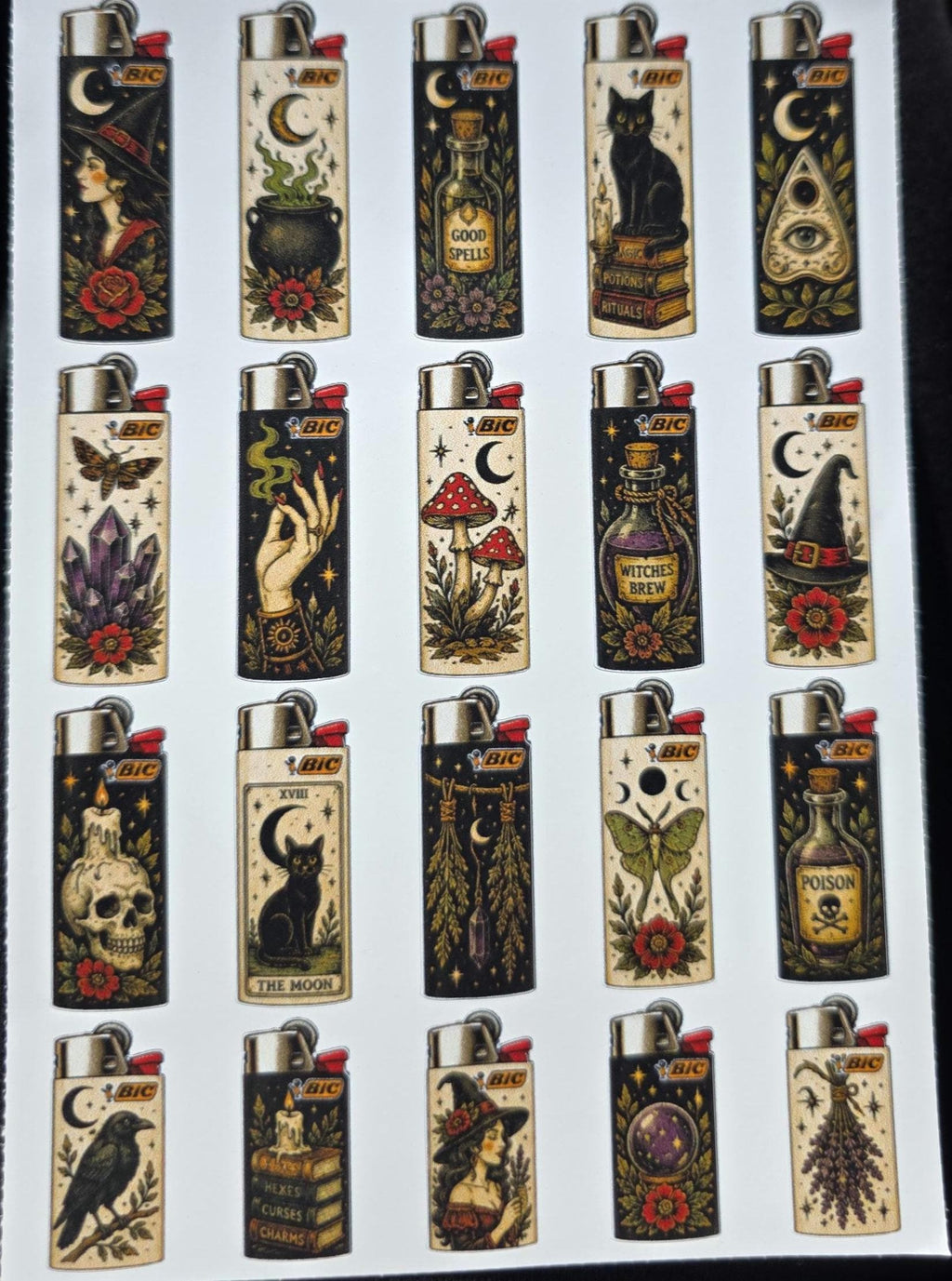 Witchy Flash Art Style | Old School Tattoo Flash Vinyl Sticker | Waterproof  | Alternative Retro Sticker | Cool Small Sticke