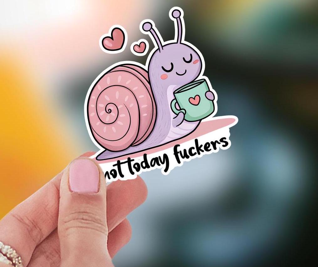 Funny Snail Sticker: Waterproof Laptop Decal, Car Decal