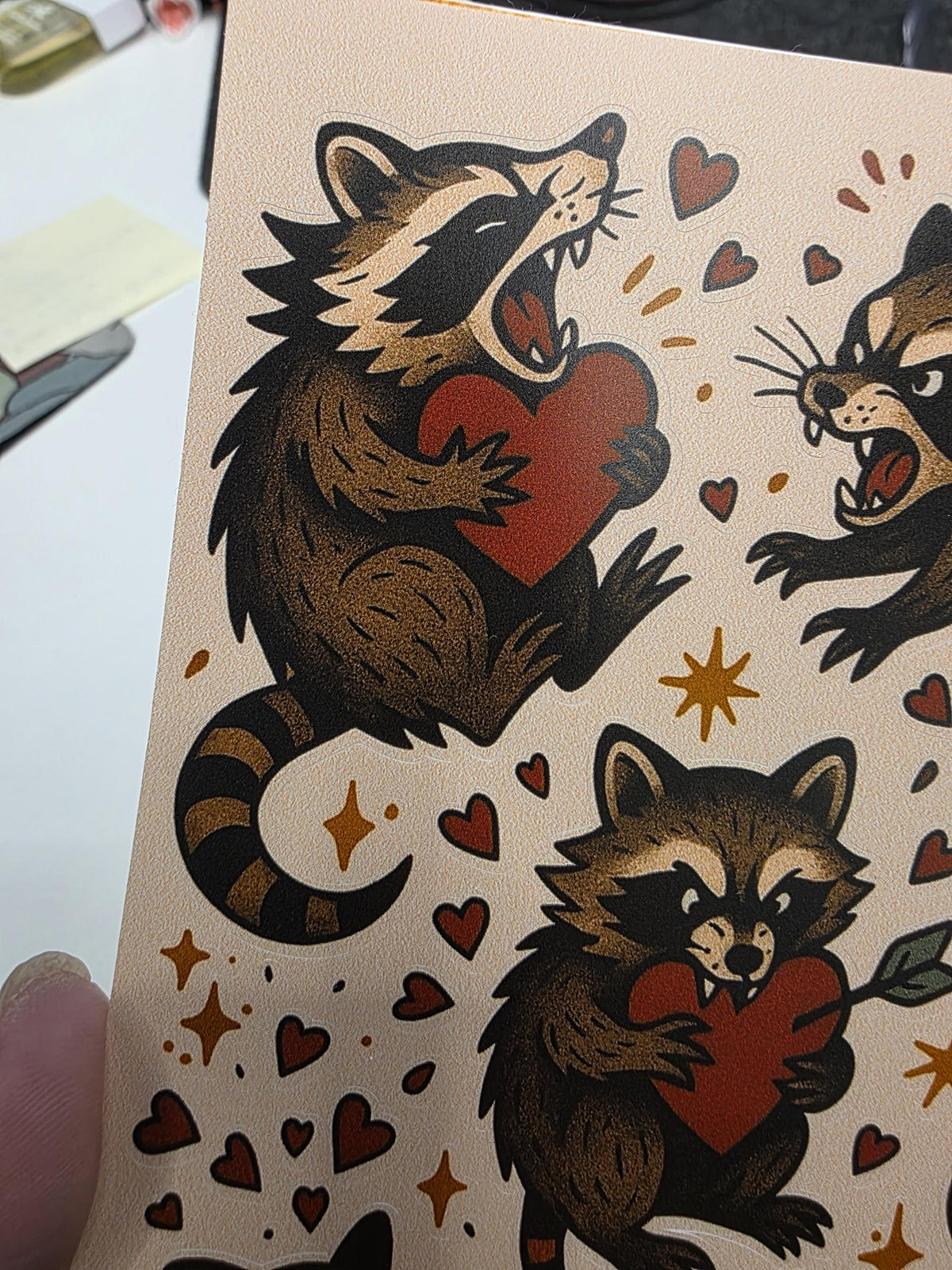 Raccoon Sticker Sheet | Heart Themed Woodland Animal Stickers