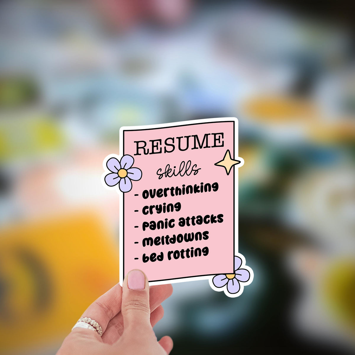 Anxiety Resume Sticker: Vintage Mental Health Art, Waterproof Laptop Decal