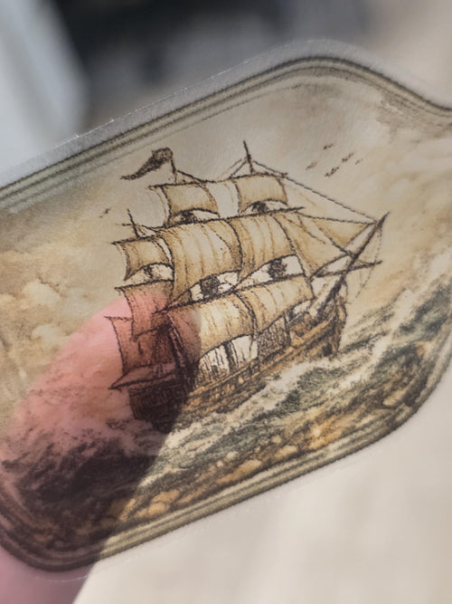 Clear Ship in a Bottle Sticker