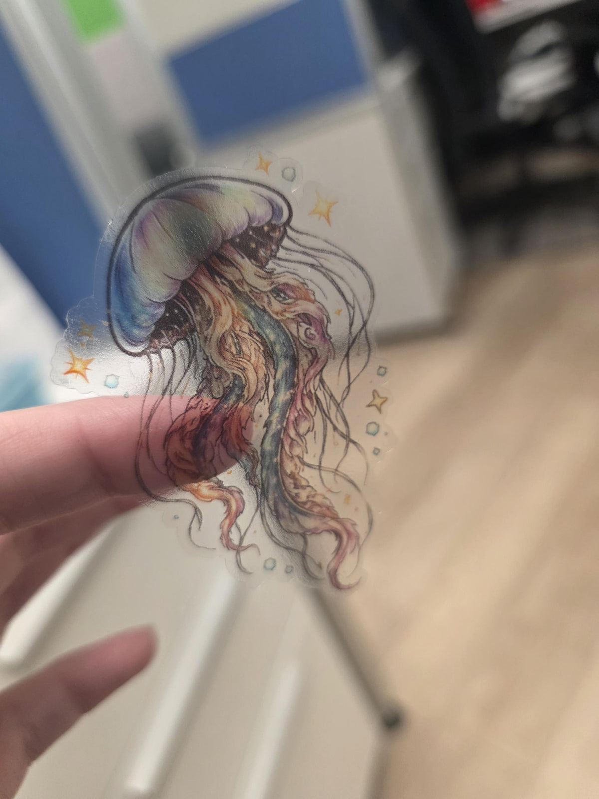 Jellyfish Clear Vinyl Sticker | Colorful Ocean Sea Creature Decal