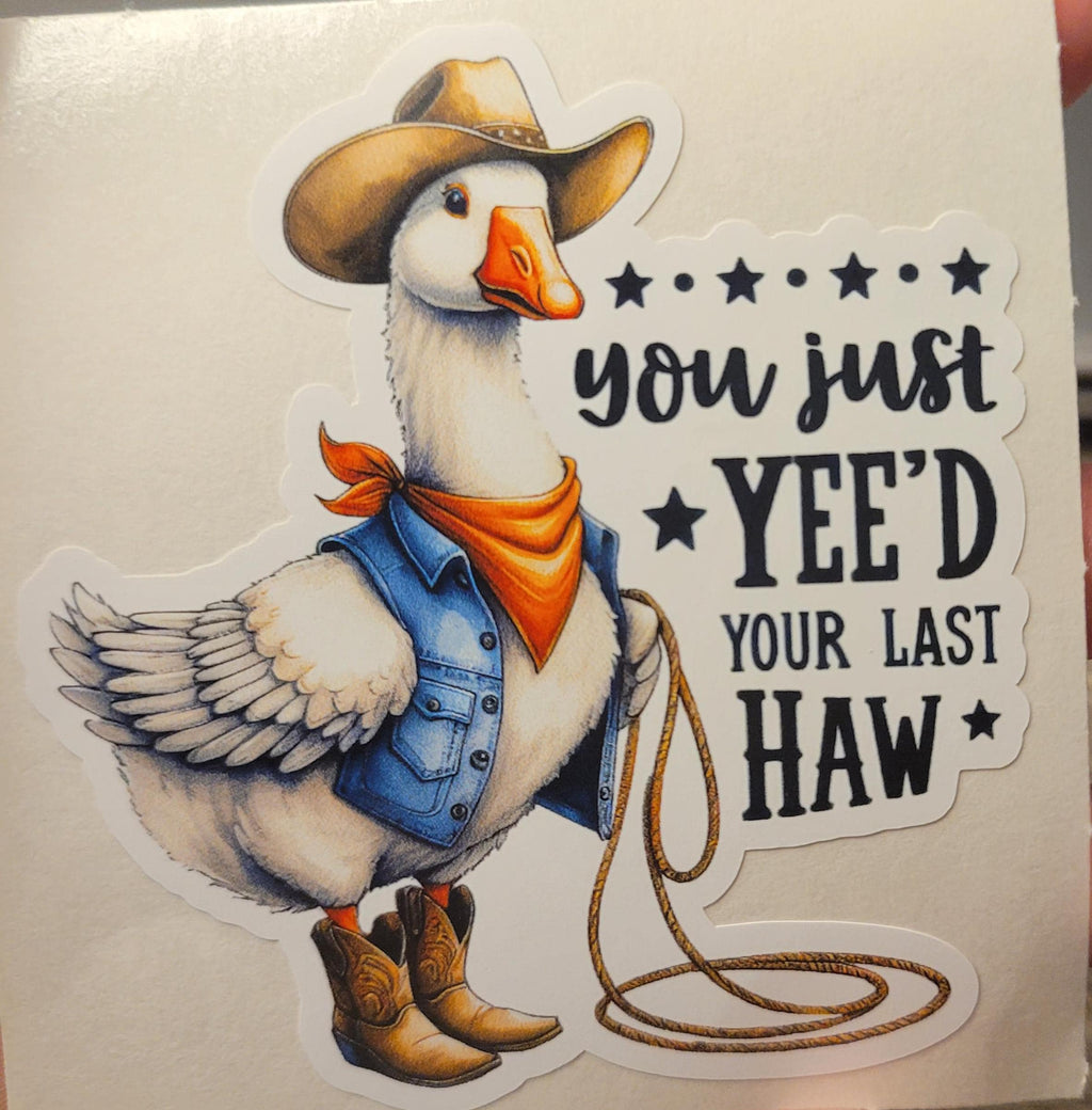 Western Goose Vinyl Sticker: Funny Cowboy Decal