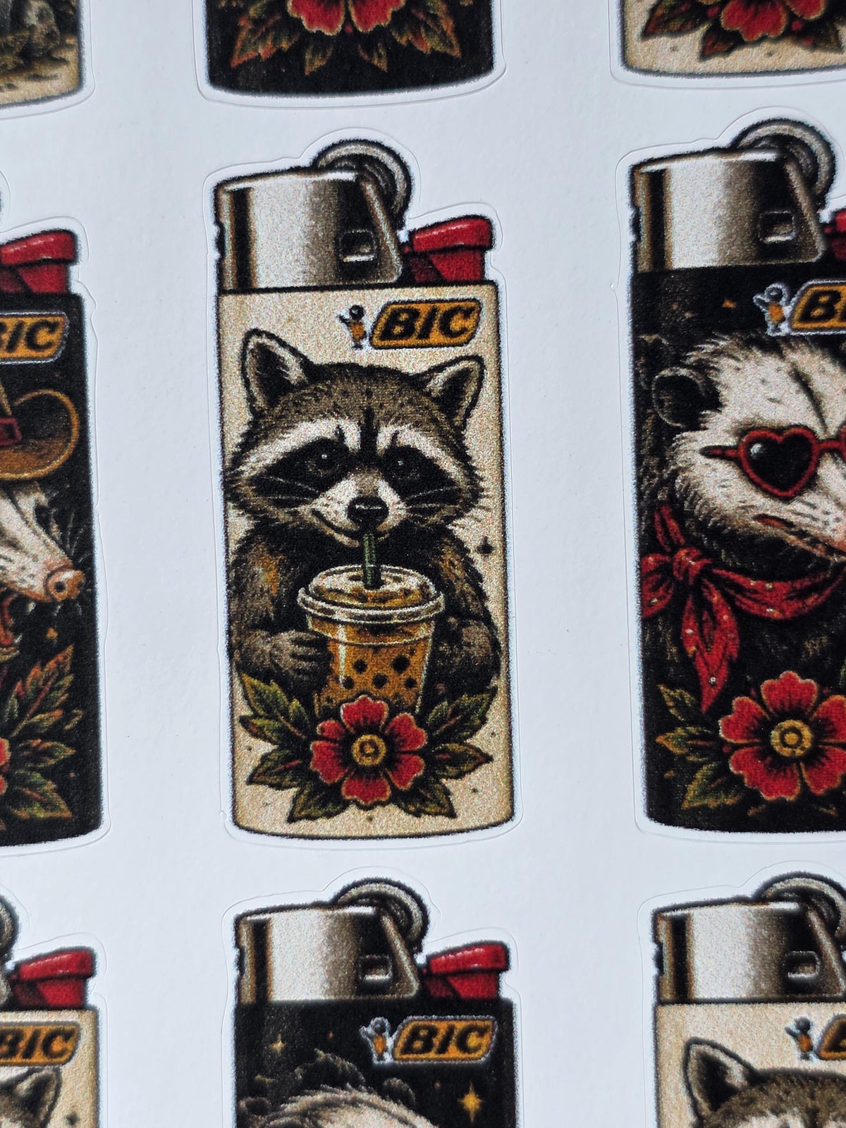 Raccoon and Possum Chaos Flash Sticker Sheet