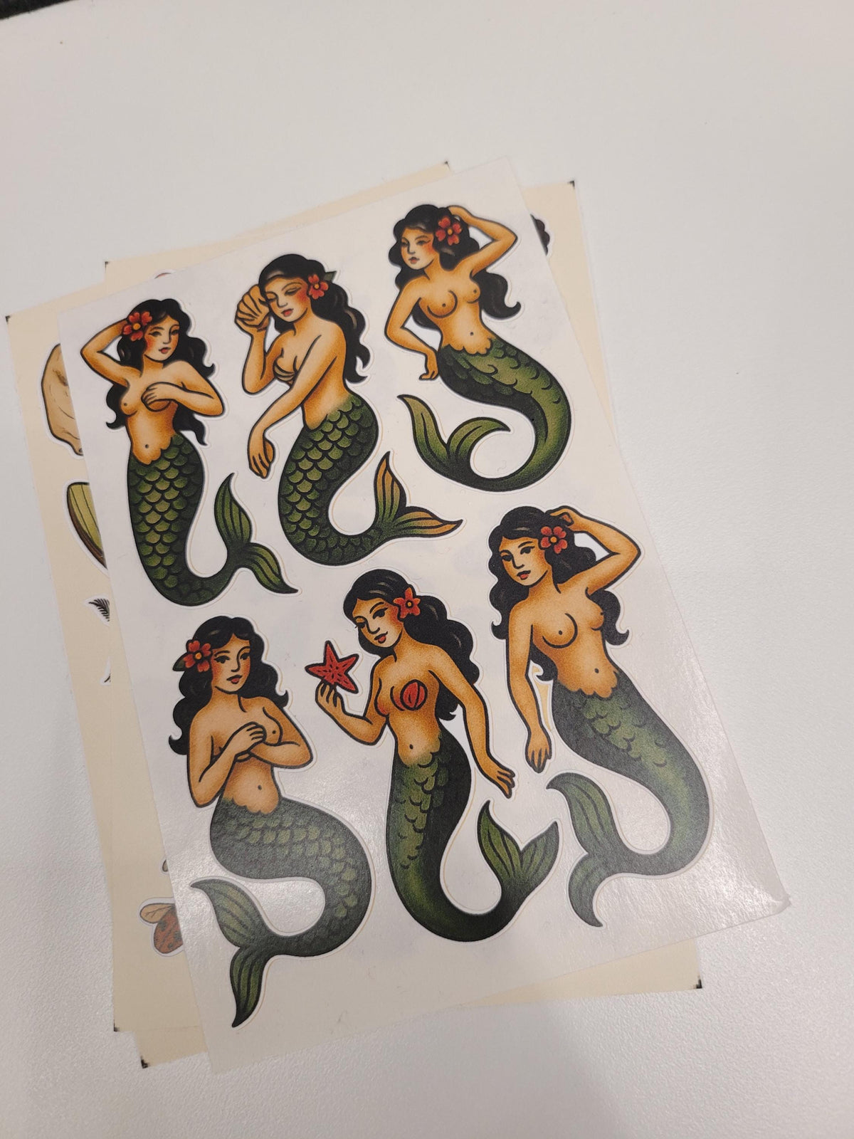 Mermaid Tattoo Flash Style Sticker sheet