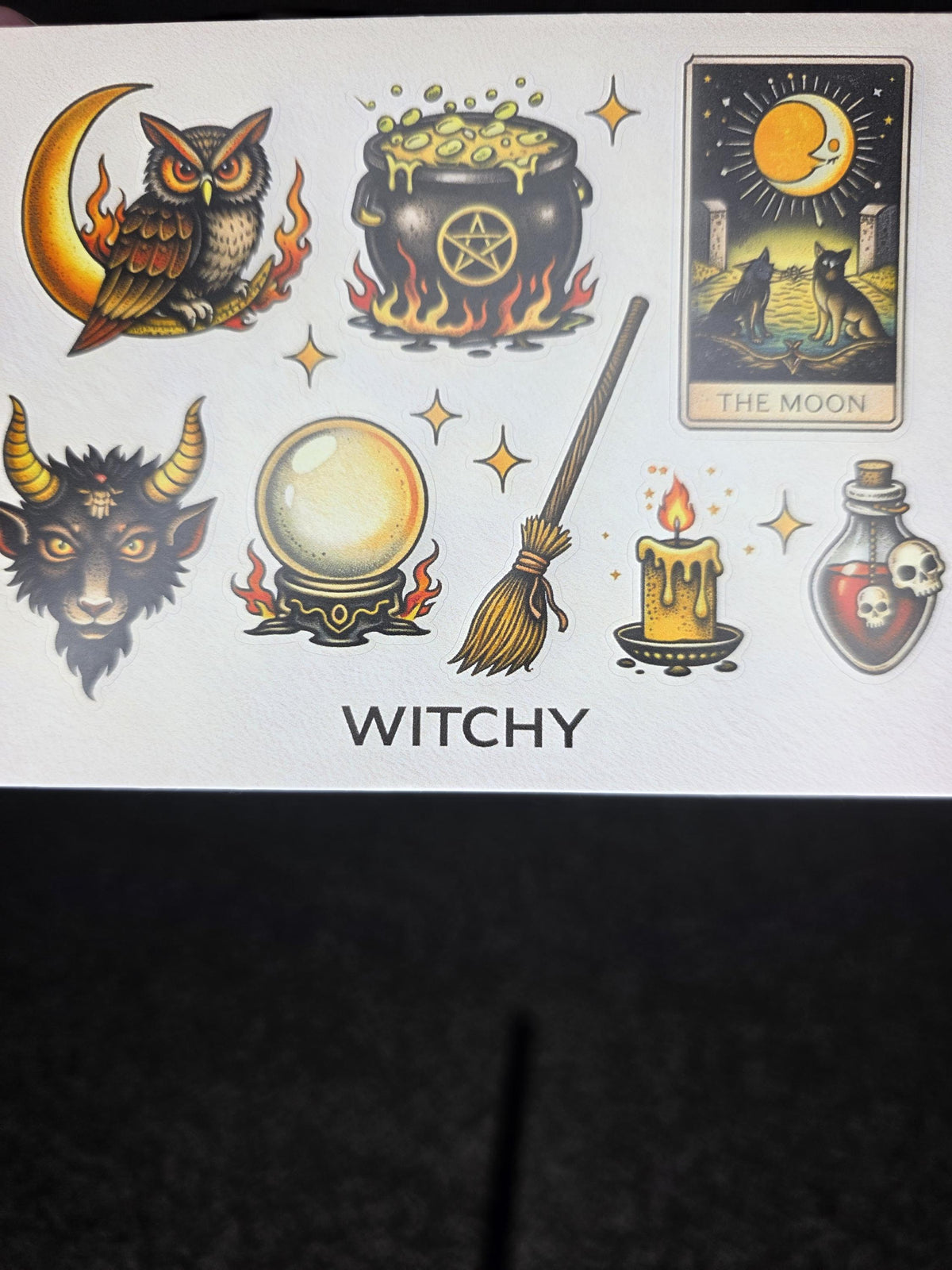 Witchy Tattoo Flash Sticker Sheet | Pagan & Moon Art