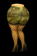 Swamp Booty Sticker – Fishnet Legs, Frog & Bayou Scene – Funny Cheeky Pin-Up Style Vinyl Decal