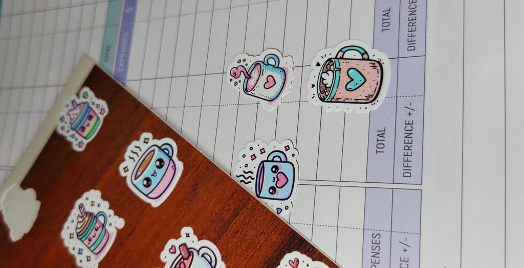 Kawaii Coffee Sticker Sheet – Waterproof Planner Stickers