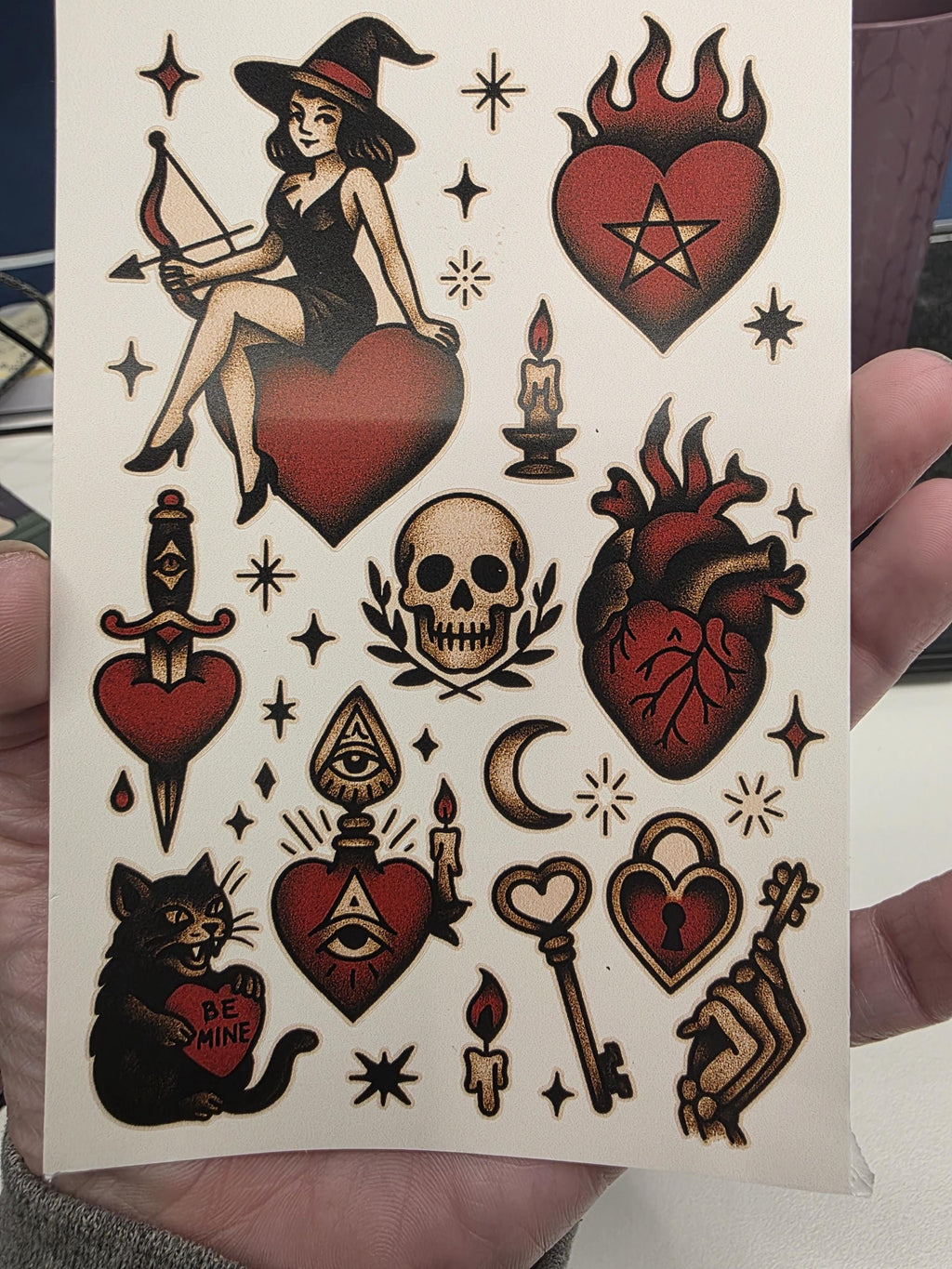 Occult Valentine Sticker Sheet | Witchy Hearts, Skulls & Gothic Love