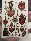 Occult Valentine Sticker Sheet | Witchy Hearts, Skulls & Gothic Love