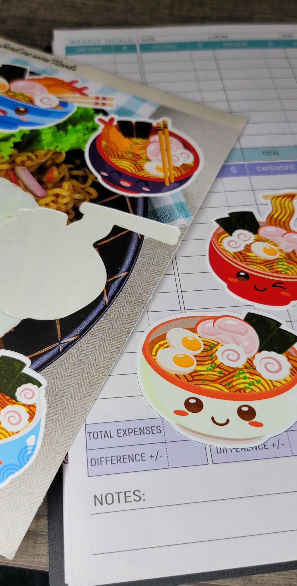 Kawaii Ramen Sticker Sheet, Foodie Planner Stickers