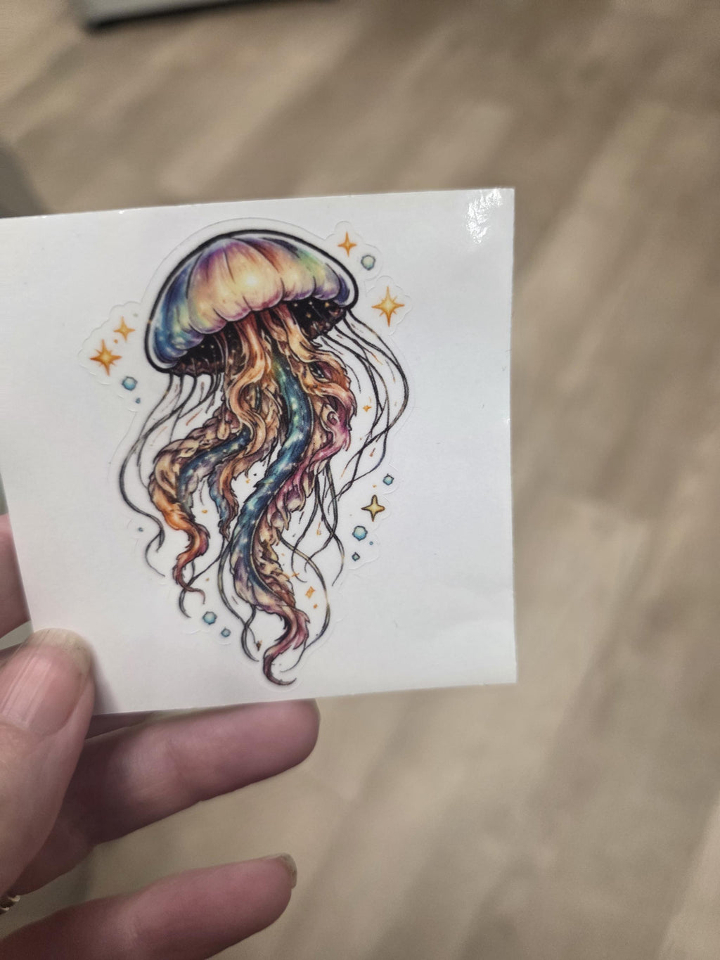 Jellyfish Clear Vinyl Sticker | Colorful Ocean Sea Creature Decal